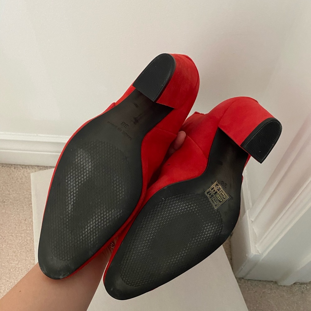 L’intervalle Red Suede Heeled Booties👢💃🌶️ Size 38 - Picture 2 of 5